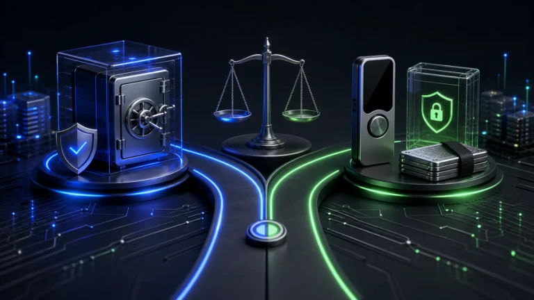 託管錢包與自主管理錢包安全責任比較示意圖